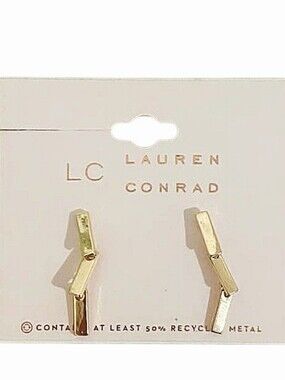 LC Lauren Conrad Gold Linear Bar Stud Earrings